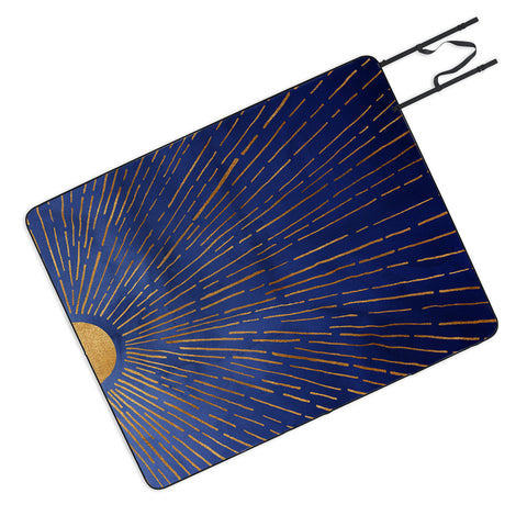 Modern Tropical Indigo Twilight Picnic Blanket