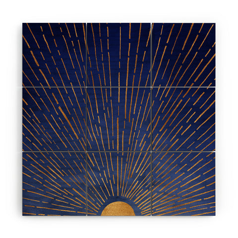 Modern Tropical Indigo Twilight Wood Wall Mural