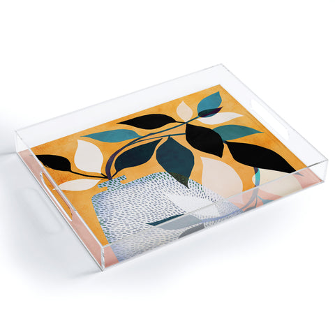 Modern Tropical Ivy in the Courtyard Acrylic Tray
