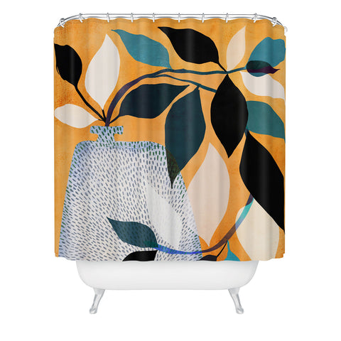 Modern Tropical Ivy in the Courtyard Shower Curtain