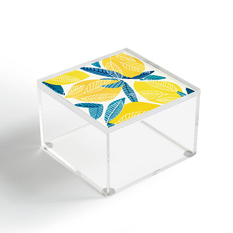 Modern Tropical Lemon Tree Abstract Fruit Art Acrylic Box