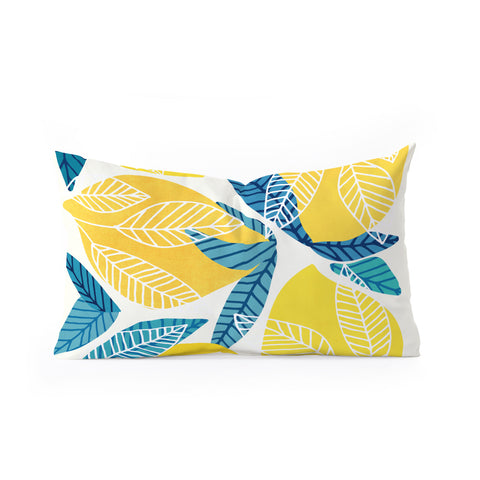 Modern Tropical Lemon Tree Abstract Fruit Art Oblong Throw Pillow