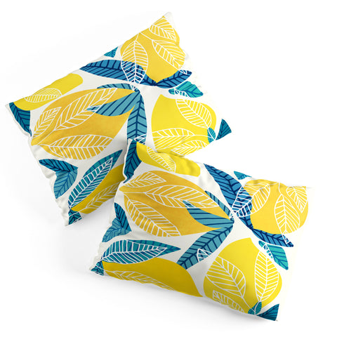 Modern Tropical Lemon Tree Abstract Fruit Art Pillow Shams