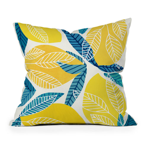 Modern Tropical Lemon Tree Abstract Fruit Art Throw Pillow