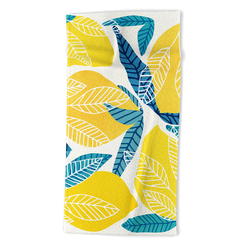 Modern Tropical Lemon Tree Abstract Fruit Art Beach Towel
