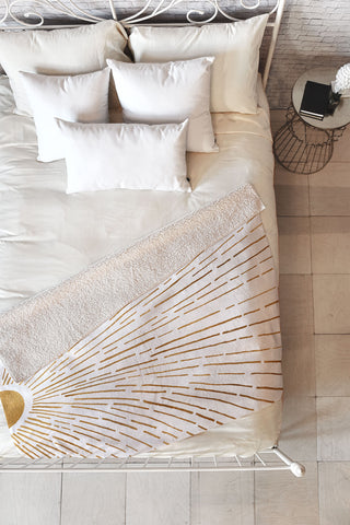 Modern Tropical Let The Sunshine In Fleece Throw Blanket