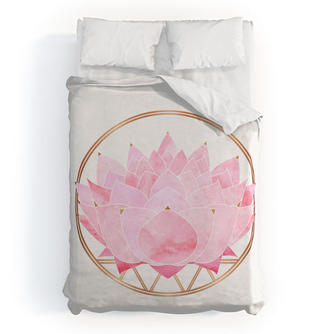Modern Tropical Lotus Blossom Duvet Cover