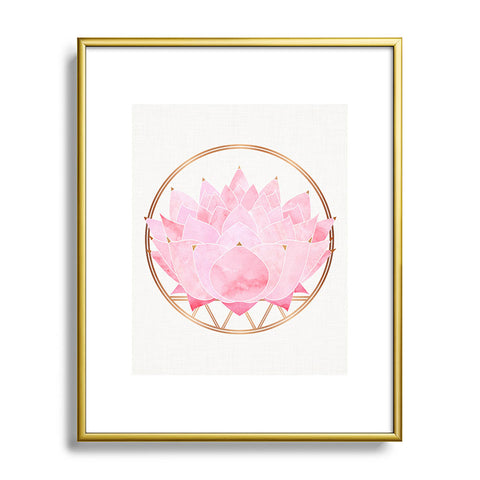 Modern Tropical Lotus Blossom Metal Framed Art Print