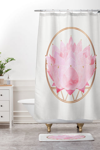 Modern Tropical Lotus Blossom Shower Curtain And Mat