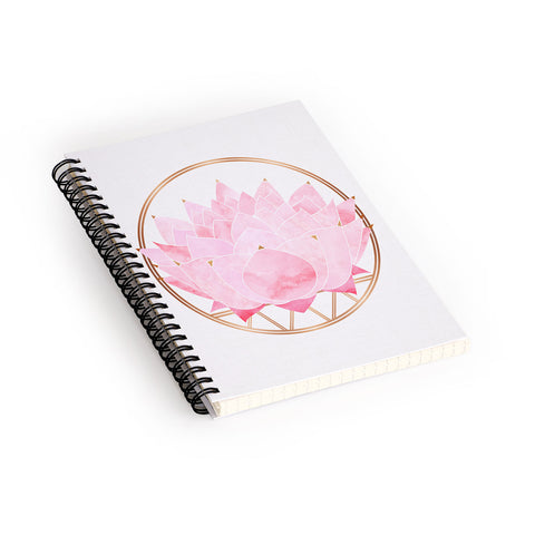 Modern Tropical Lotus Blossom Spiral Notebook
