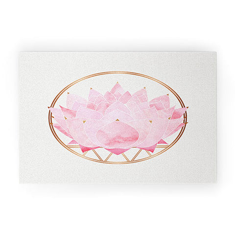 Modern Tropical Lotus Blossom Welcome Mat