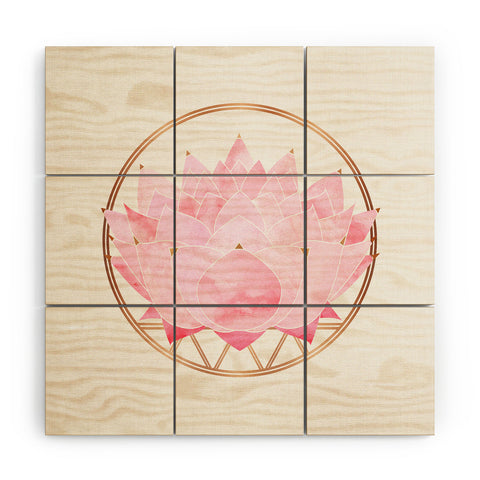 Modern Tropical Lotus Blossom Wood Wall Mural