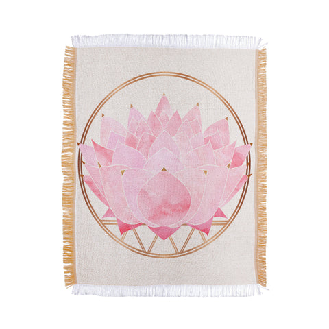Modern Tropical Lotus Blossom Throw Blanket