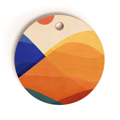 Modern Tropical Meditative Mountains Cutting Board Round