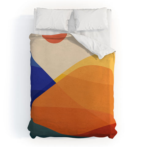 Modern Tropical Meditative Mountains Duvet Cover