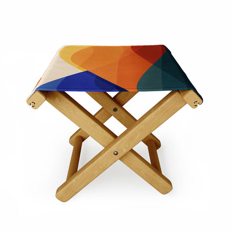 Modern Tropical Meditative Mountains Folding Stool