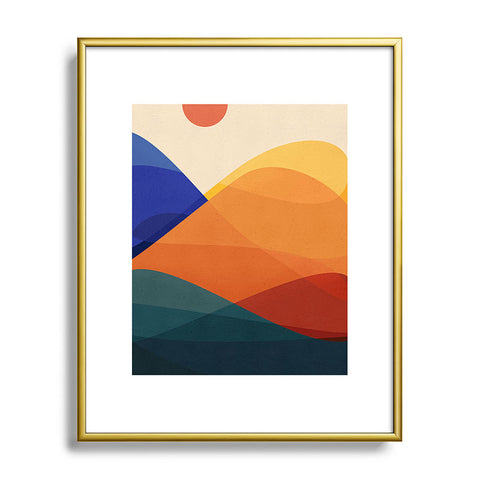 Modern Tropical Meditative Mountains Metal Framed Art Print