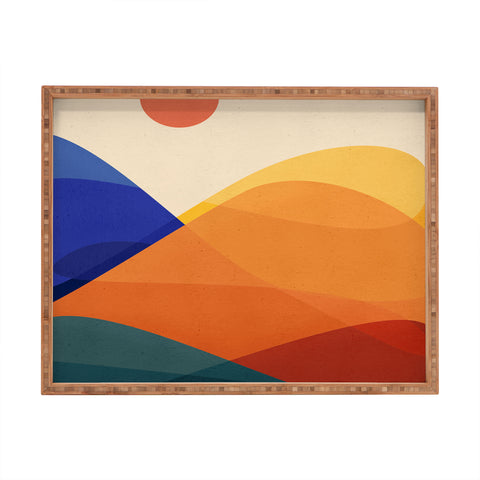 Modern Tropical Meditative Mountains Rectangular Tray