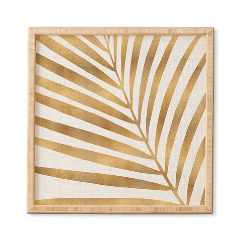Modern Tropical Metallic Gold Palm Leaf Framed Wall Art
