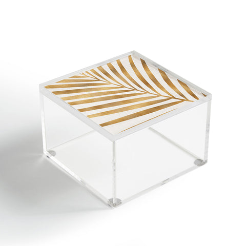 Modern Tropical Metallic Gold Palm Leaf Acrylic Box
