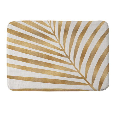 Modern Tropical Metallic Gold Palm Leaf Memory Foam Bath Mat