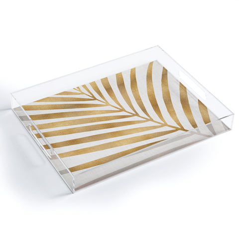 Modern Tropical Metallic Gold Palm Leaf Acrylic Tray