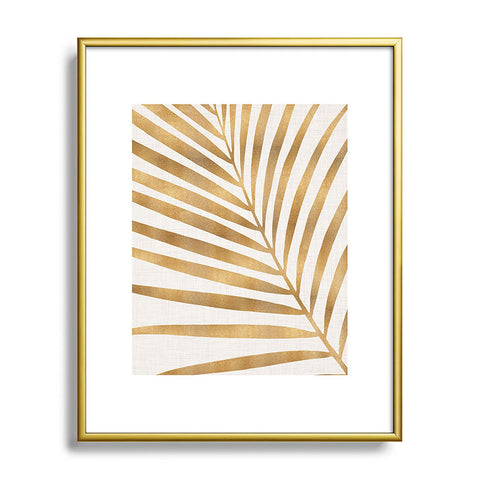 Modern Tropical Metallic Gold Palm Leaf Metal Framed Art Print