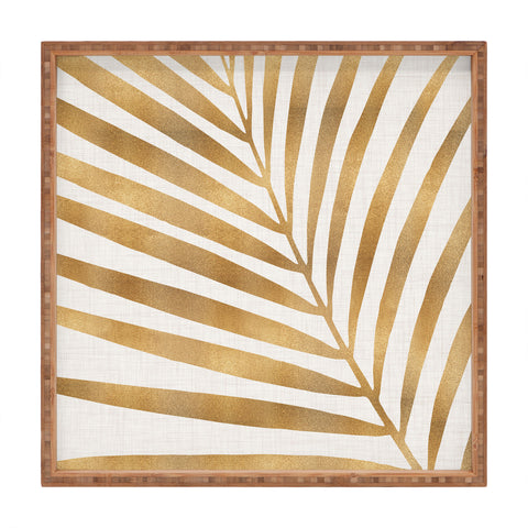 Modern Tropical Metallic Gold Palm Leaf Square Tray
