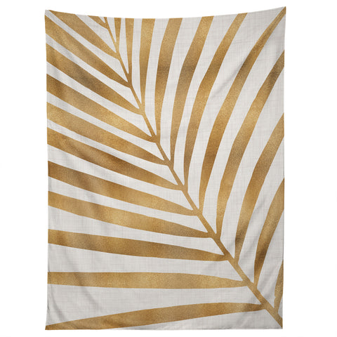 Modern Tropical Metallic Gold Palm Leaf Tapestry