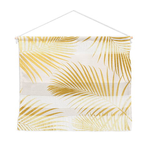 Modern Tropical Metallic Gold Palm Leaf Wall Hanging Landscape