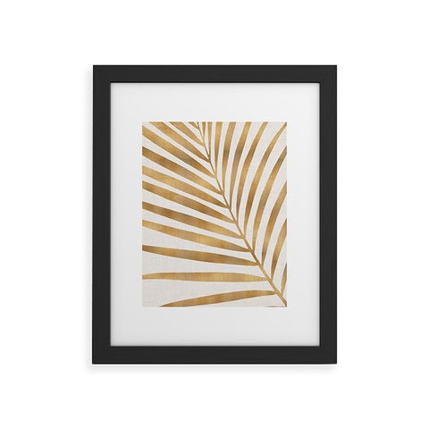 Modern Tropical Metallic Gold Palm Leaf Framed Art Print
