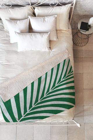 Modern Tropical Minimalist Palm Leaf Fleece Throw Blanket