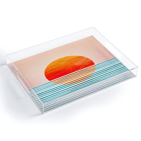 Modern Tropical Minimalist Sunset III Acrylic Tray