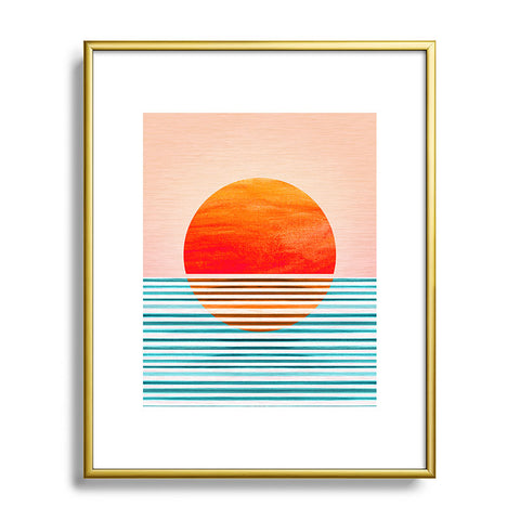Modern Tropical Minimalist Sunset III Metal Framed Art Print