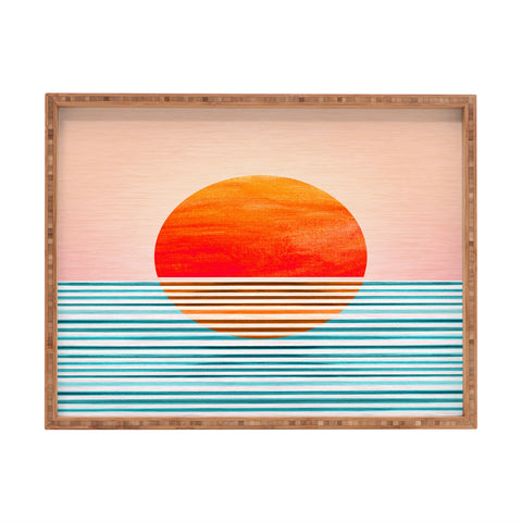 Modern Tropical Minimalist Sunset III Rectangular Tray