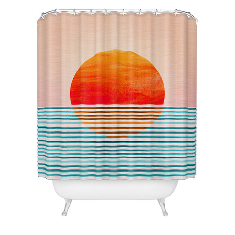 Modern Tropical Minimalist Sunset III Shower Curtain