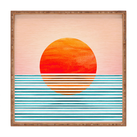 Modern Tropical Minimalist Sunset III Square Tray
