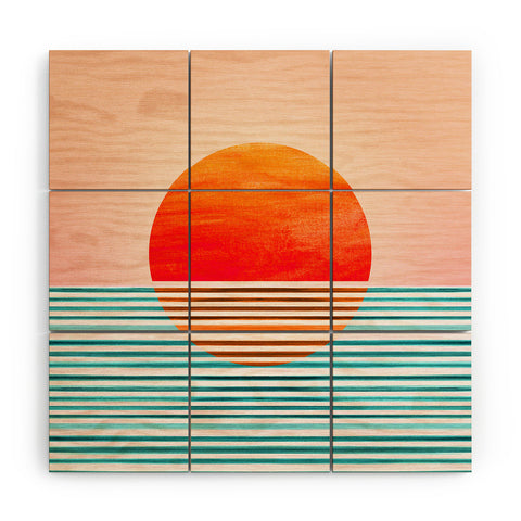 Modern Tropical Minimalist Sunset III Wood Wall Mural