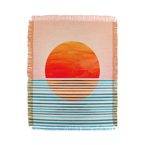 Modern Tropical Minimalist Sunset III Throw Blanket