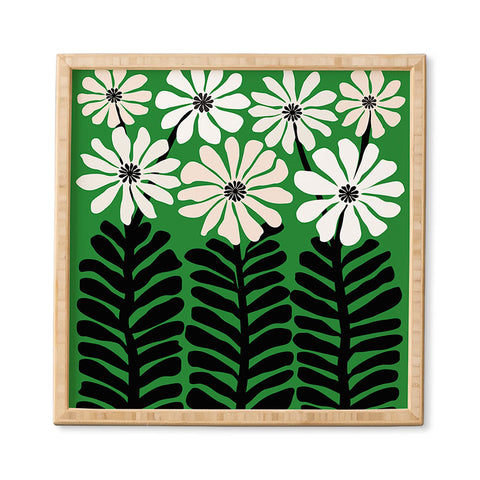 Modern Tropical Mod Flower Garden Black White Framed Wall Art