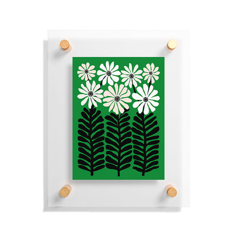 Modern Tropical Mod Flower Garden Black White Floating Acrylic Print