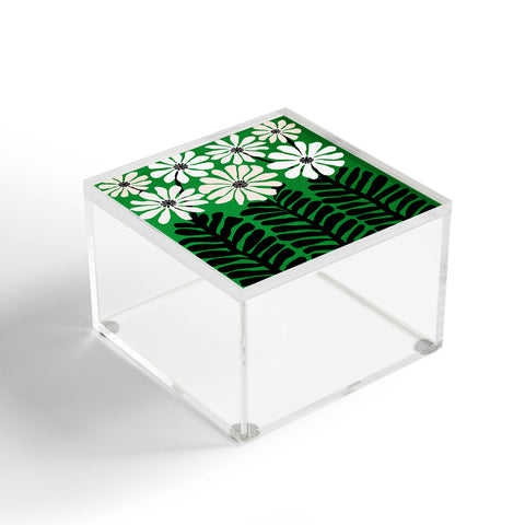 Modern Tropical Mod Flower Garden Black White Acrylic Box
