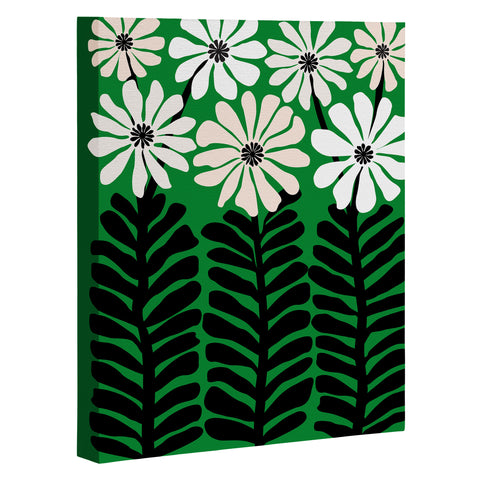 Modern Tropical Mod Flower Garden Black White Art Canvas