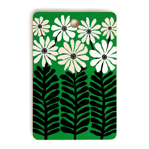 Modern Tropical Mod Flower Garden Black White Cutting Board Rectangle