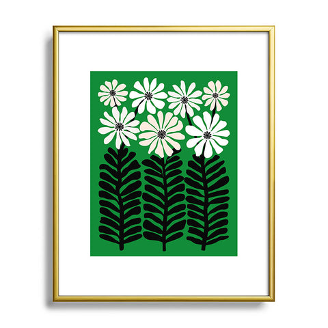 Modern Tropical Mod Flower Garden Black White Metal Framed Art Print