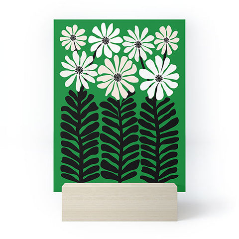 Modern Tropical Mod Flower Garden Black White Mini Art Print
