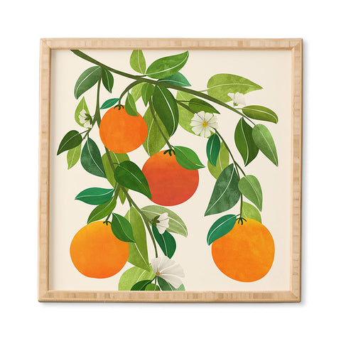 Modern Tropical Oranges and Blossoms II Tropical Fruit Framed Wall Art