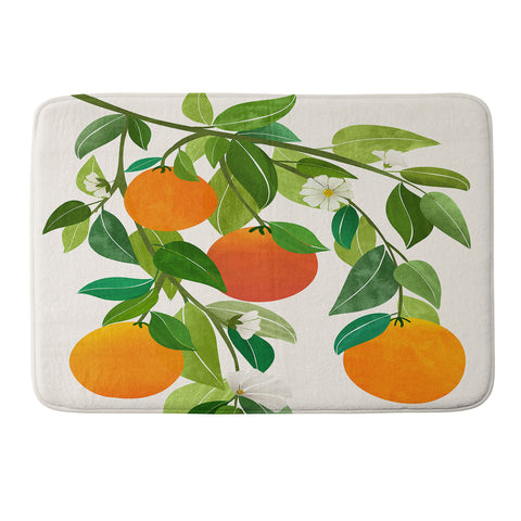 Modern Tropical Oranges and Blossoms II Tropical Fruit Memory Foam Bath Mat