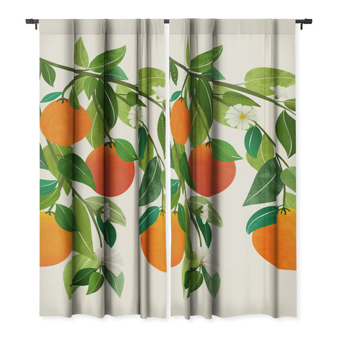 Modern Tropical Oranges and Blossoms II Tropical Fruit Blackout Non Repeat