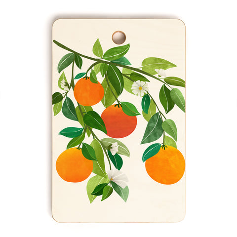 Modern Tropical Oranges and Blossoms II Tropical Fruit Cutting Board Rectangle